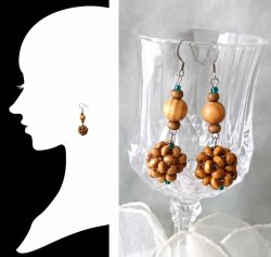 画像7: 【送料無料】◆flower storm◆18mm編み玉ウッドビーズ＆ガラスビーズのステンレス製フックピアス (アクセサリー イヤリング サージカルステンレス  木製パーツ TOHOビーズ 天然素材 日本製 ）