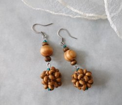 画像6: 【送料無料】◆flower storm◆18mm編み玉ウッドビーズ＆ガラスビーズのステンレス製フックピアス (アクセサリー イヤリング サージカルステンレス  木製パーツ TOHOビーズ 天然素材 日本製 ）