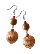 【送料無料】◆flower storm◆19mm丸玉デザインウッドビーズ＆ガラスビーズのステンレス製フックピアス (アクセサリー イヤリング サージカルステンレス  木製 TOHOビーズ 天然素材 日本製 ）