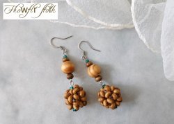 画像3: 【送料無料】◆flower storm◆18mm編み玉ウッドビーズ＆ガラスビーズのステンレス製フックピアス (アクセサリー イヤリング サージカルステンレス  木製パーツ TOHOビーズ 天然素材 日本製 ）