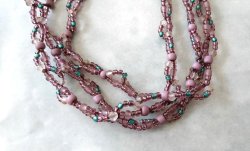 画像4: 【送料無料】◆flower storm◆長さ約150cm モーヴ系ニュアンスカラーガラスビーズ ロングネックレス モーヴピンク 金属不使用(アクセサリー TOHOビーズ MIYUKIビーズ 日本製 レディース メンズ）