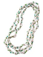 他の写真1: 【送料無料】◆flower storm◆長さ約130cm スプリングカラーのガラスビーズ ロングネックレス white×green 金属不使用 (アクセサリー 春 夏 TOHOビーズ 日本製 レディース メンズ）