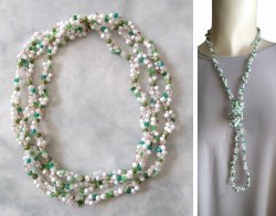 画像8: 【送料無料】◆flower storm◆長さ約130cm スプリングカラーのガラスビーズ ロングネックレス white×green 金属不使用 (アクセサリー 春 夏 TOHOビーズ 日本製 レディース メンズ）