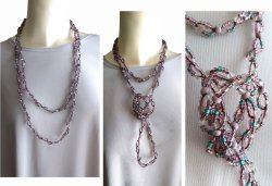 画像8: 【送料無料】◆flower storm◆長さ約150cm モーヴ系ニュアンスカラーガラスビーズ ロングネックレス モーヴピンク 金属不使用(アクセサリー TOHOビーズ MIYUKIビーズ 日本製 レディース メンズ）