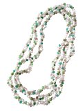 【送料無料】◆flower storm◆長さ約130cm スプリングカラーのガラスビーズ ロングネックレス white×green 金属不使用 (アクセサリー 春 夏 TOHOビーズ 日本製 レディース メンズ）