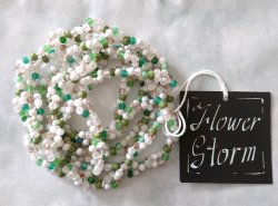 画像7: 【送料無料】◆flower storm◆長さ約130cm スプリングカラーのガラスビーズ ロングネックレス white×green 金属不使用 (アクセサリー 春 夏 TOHOビーズ 日本製 レディース メンズ）