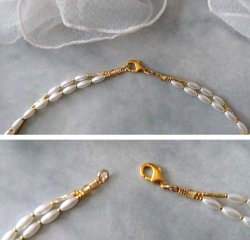 画像7: 【送料無料】◆flower storm◆長さ約46cm ホワイトパール＆ゴールドメタルパーツの２連ネックレス  (アクセサリー フェイクパール 真鍮ビーズ TOHOビーズ 日本製 レディース メンズ ）