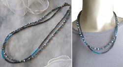 画像8:  【送料無料】◆flower storm◆長さ46cm グレー×濃ブルーのビーズ2連ネックレス ( アクセサリー ガラス製 真鍮製 ステンレス製 変色防止 レディース メンズ 日本製)