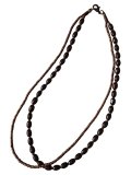  【送料無料】◆flower storm◆長さ46cm 濃茶ウッドビーズ×ブロンズカラーのガラスビーズ2連ネックレス ( アクセサリー 木製 ガラス製 真鍮製 レディース メンズ 日本製)