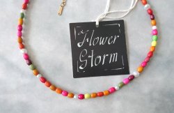 画像3:  【送料無料】◆flower storm◆（長さ42cm~47cm）マルチカラーウッドwithパールのビーズネックレス red系 ステンレス製留め具 24KGP,18KGP 本金メッキ(木製 ABS 変色防止 アレルギー対応 日本製)
