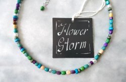 画像3:  【送料無料】◆flower storm◆（長さ42cm~47cm）マルチカラーウッドwithパールのビーズネックレス green系 ステンレス製留め具(木製 ABS 変色防止 アレルギー対応 ニッケルフリー 日本製)