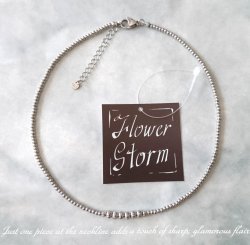 画像3:  【送料無料】◆flower storm◆（長さ約42.5cm＋アジャスター5cm）ステンレス製丸玉ビーズのデザインネックレス 3mm〜5mm シルバーグレイ 304ステンレス製留め具  (ショートネックレス 変色防止 アレルギー対応 メンズ レディース 日本製) 