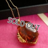 【送料無料】琥珀ペンダントネックレス 超大粒10ct☆コニャックカラーアンバー