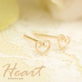 【日本製】【me on...】K10マシュマロのようにやわらかいオープンハートが人気のピアス