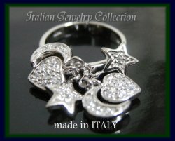 画像1: 【イタリア製】【SILVER925】デザインアクセサリー◆CZリング＊Star & Moon & Heart motif＊silver925キュービックジルコニア