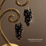 【Verossa】ドレスにぴったり！ゴージャスブラッククリスタル使用♪黒水晶フックピアス！