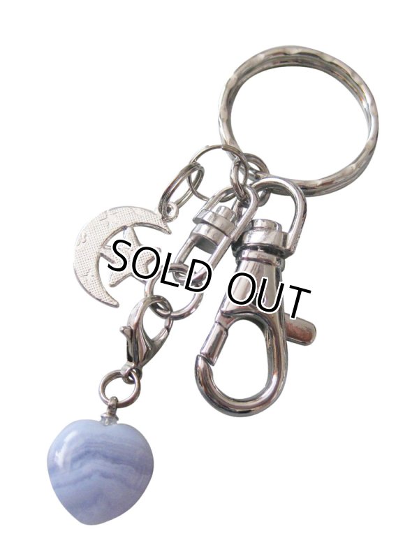 画像2: 【送料無料】【キーリング/バッグチャーム】◆flower storm◆天然石ぷっくりハート＆きらきらムーンスター♪（パワーストーン キーホルダー）