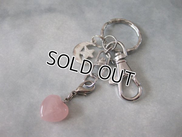 画像6: 【送料無料】【キーリング/バッグチャーム】◆flower storm◆天然石ぷっくりハート＆きらきらムーンスター♪（パワーストーン キーホルダー）