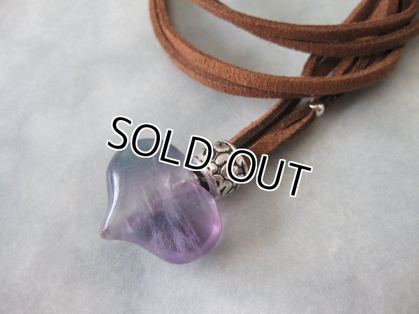 画像4: 【レザーネックレス】◆flower storm◆天然石☆大きめぷっくりハートの革ひもロングネックレスＷ☆パワーストーン お守り