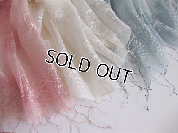 画像7: 【薄手ストール】豪華な刺繍のシルク・コットン素材プレーンカラーストール（紫外線対策 UV対策 日除け 冷房対策）