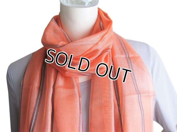 画像3: 【薄手ストール】 【日本製】 シルク100％ロングストール オレンジ（紫外線対策 UV対策 日除け 冷房対策）