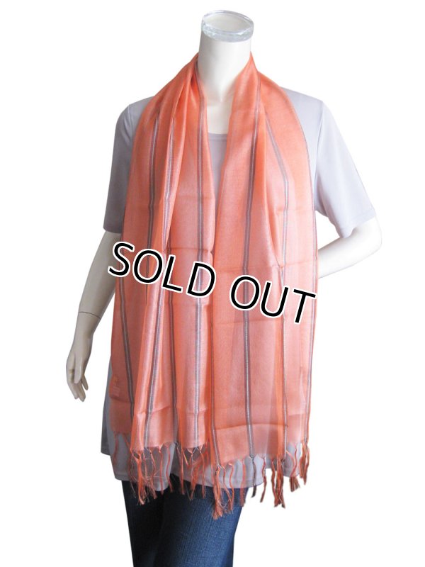 画像7: 【薄手ストール】 【日本製】 シルク100％ロングストール オレンジ（紫外線対策 UV対策 日除け 冷房対策）