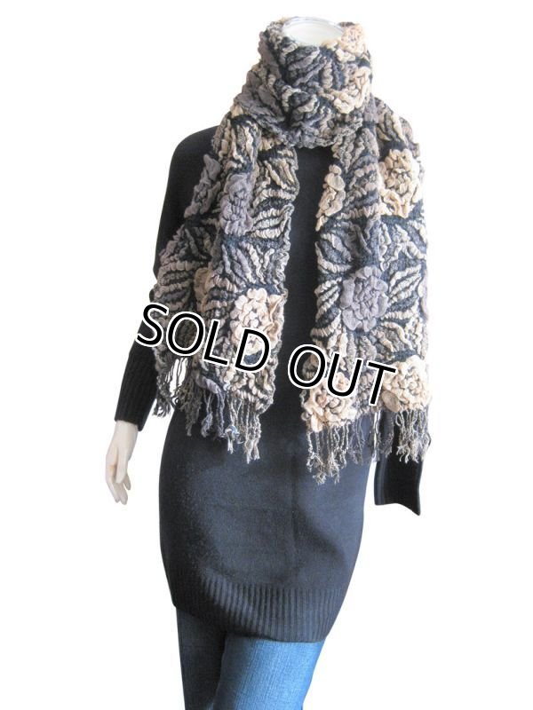 画像6: 【秋冬ストール】ライクラ×ストレッチ素材！ニュアンスカラー花柄フクレ織りストール 2色