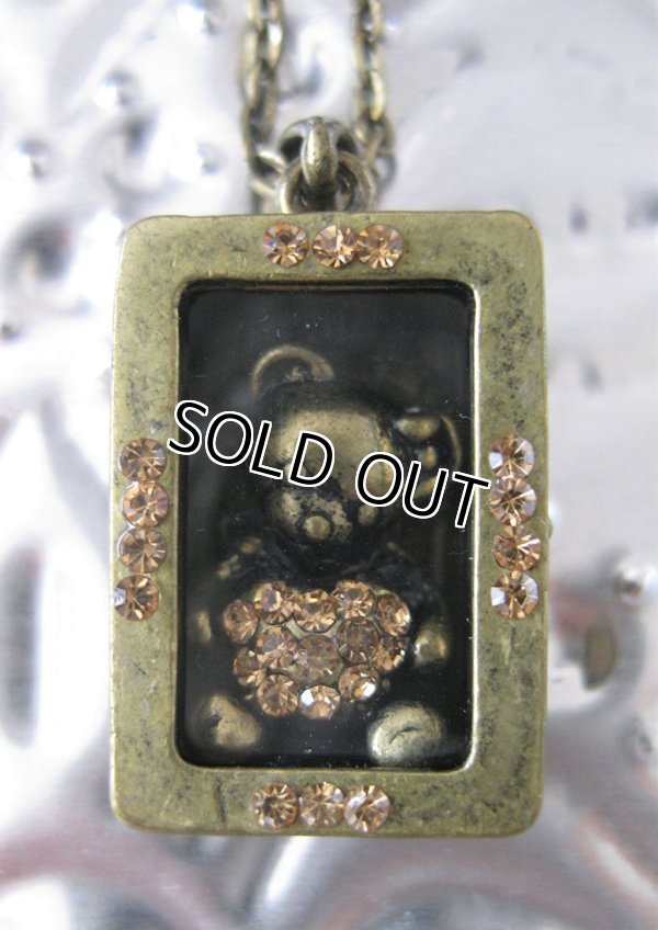 画像2: 【ネックレス/チャーム】【スワロフスキー社製クリスタル】アンティーク×キュートなテディベアネックレス （ペンダント ハート くま）