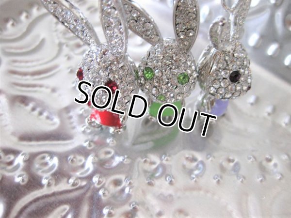 画像7: 【ストラップ/チャーム】スワロフスキーラインストーンをたっぷり使用！パヴェ風キュートなうさぎストラップ♪ 3色（ペンダントトップ）