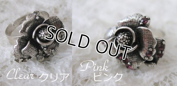 画像4: 【2色展開】【フリーサイズ】 ラインストーン ローズリング （ピンク/クリア）