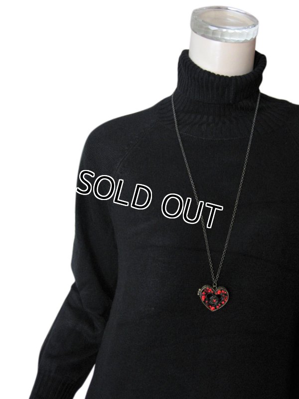 画像7: 【送料無料】透かしハート＆ローズ アンティーク仕上げロングネックレス （ペンダント 薔薇 ジルコニア アクセサリー 金古美）