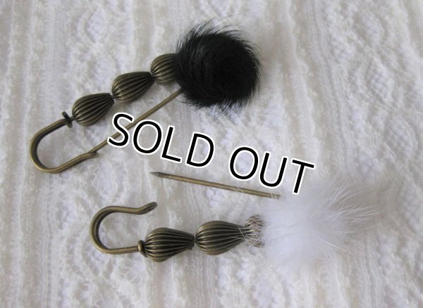 画像6: 【送料無料】【ストールピン/ブローチ】秋冬デザイン ファー付きアンティークストールピン 2色 （カブトピン/キルトピン）