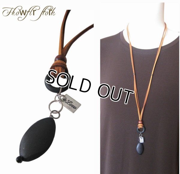 画像10: 【送料無料】【レザーネックレス】◆flower storm◆ ウッド素材とメッセージチャームのレザーネックレス （革紐ロングネックレス メンズ/レディース）
