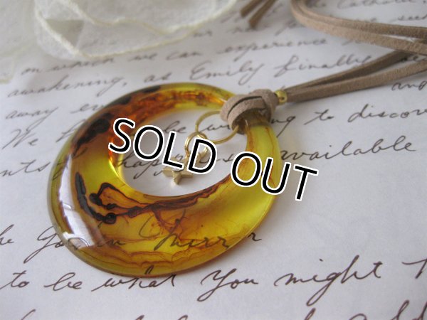 画像5: 【送料無料】【レザーネックレス】◆flower storm◆ 直径5.3cm べっ甲調大きめリングモチーフのレザーネックレス （革紐ロングネックレス メンズ/レディース）