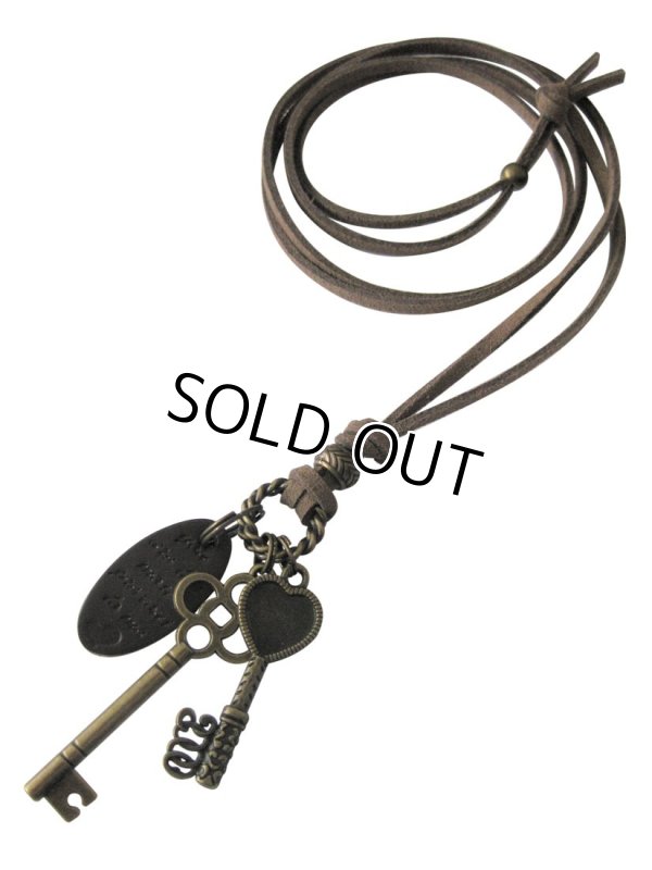 画像6: 【送料無料】【レザーネックレス】◆flower storm◆ 二つの鍵とメッセージプレートのレザーネックレス（ラッキーチャーム 革紐ロングネックレス メンズ/レディース）