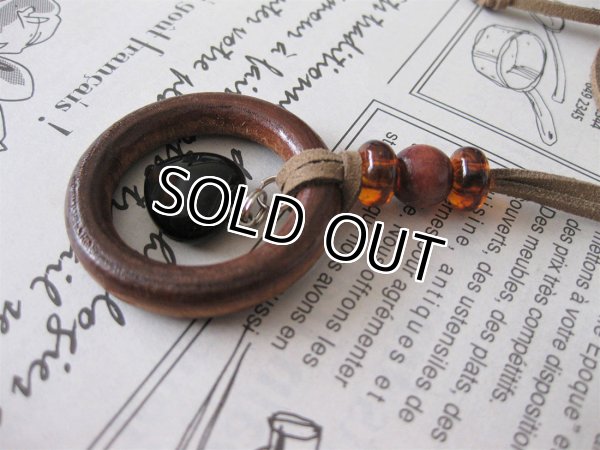 画像4: 【送料無料】【レザーネックレス】◆flower storm◆天然石ブラックオニキスのぷっくりハート＆ウッドリング革紐ロングネックレス（メンズ/レディース）