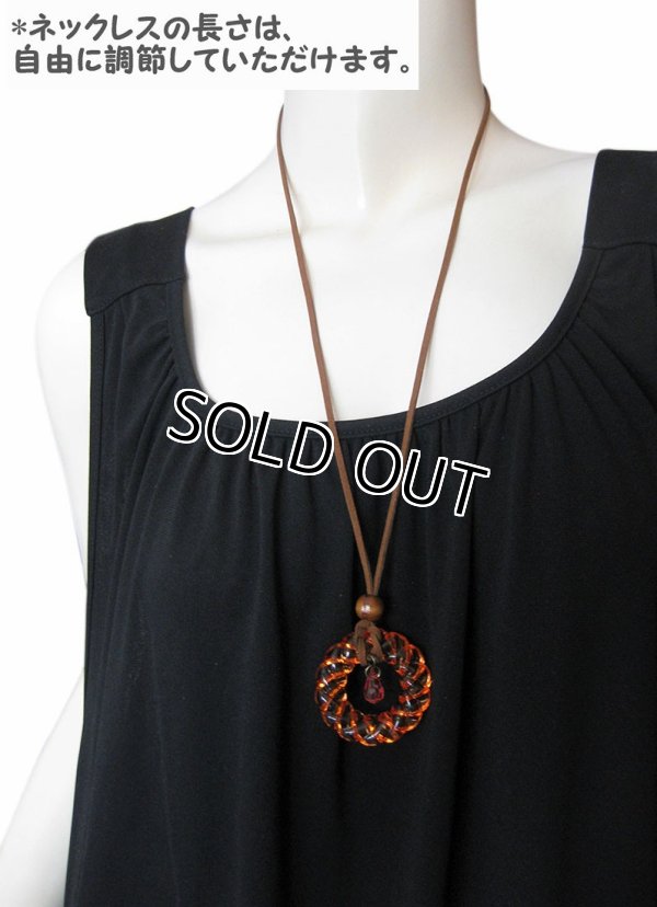 画像8: 【送料無料】【レザーネックレス】◆flower storm◆ 直径4.8cm キュートなポップカラーの大きめリングモチーフ革紐ロングネックレス 3色（レザーネックレス レディース ）