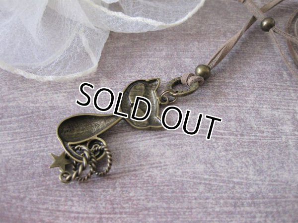 画像5: 【送料無料】【レザーネックレス】◆flower storm◆大きな目がラブリーな輪投げネコちゃん アンティークゴールド（アクセサリー/メンズ/レディース）