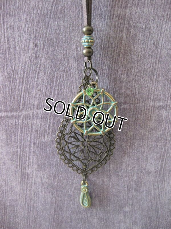 画像6: 【送料無料】【レザーネックレス】◆flower storm◆ ドロップチャーム＆ラインストーンのオリエンタルテイスト革紐ロングネックレス（アクセサリー/メンズ/レディース）