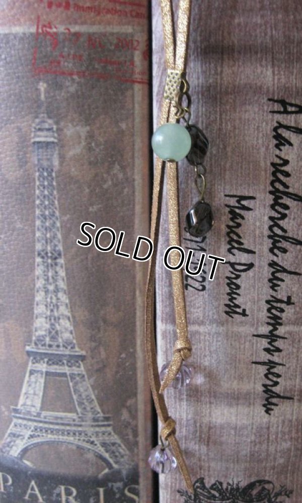 画像3: 【【送料無料】【レザーネックレス】◆flower storm◆天然石スモーキークォーツ＆グリーンアベンチュリンの革紐ロングネックレス （アクセサリー レディース）