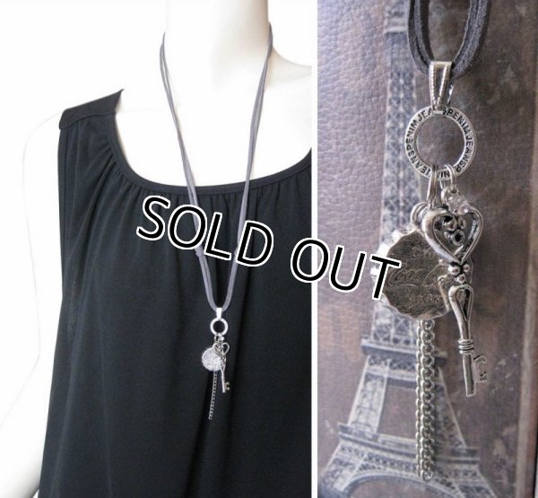 画像6: 【送料無料】【レザーネックレス】◆flower storm◆コカコーラ王冠＆メタルチャームのレトロクールな革紐ロングネックレス 2種（鍵 星 アクセサリー メンズ/レディース）