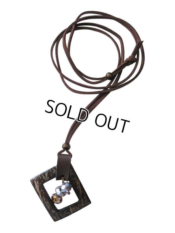 画像4: 【送料無料】【レザーネックレス】◆flower storm◆ナチュラルな質感が魅力♪ココナッツウッドのレザー＆ビーズ使い革紐ロングネックレス 2型（アクセサリーメンズ/レディース）