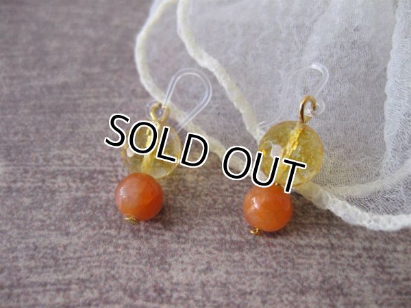 画像3: 【送料無料】【ピアス】◆flower storm◆天然石ゴールドシトリン＆オレンジカルサイト樹脂フックピアス（アクセサリー パワーストーン 11月の誕生石 アレルギー対応 ）