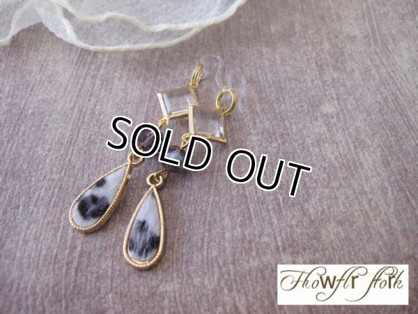 画像3: 【送料無料】【ピアス】◆flower storm◆レオパード柄しずくチャームとクリアビーズの樹脂フックピアス（アクセサリー イヤリング アレルギー対応 ）