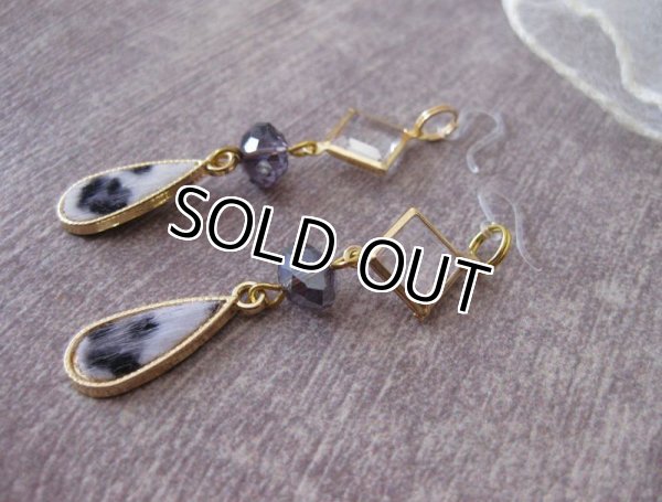 画像4: 【送料無料】【ピアス】◆flower storm◆レオパード柄しずくチャームとクリアビーズの樹脂フックピアス（アクセサリー イヤリング アレルギー対応 ）