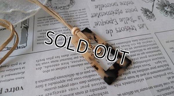 画像4: 【送料無料】【レザーネックレス】◆flower storm◆べっ甲柄台形チャーム＆大粒ラインストーンの革紐ロングネックレス（アクセサリー メンズ/レディース）