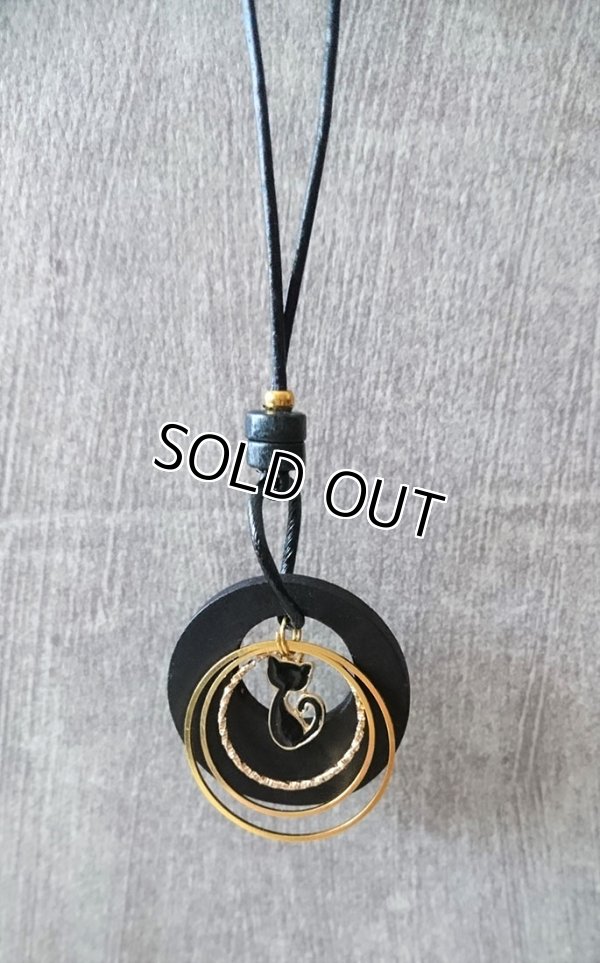 画像5: 【送料無料】【レザーネックレス】◆flower storm◆黒猫＆三つのリングモチーフの本牛革ロングネックレス（革紐アクセサリー レディース/メンズ）