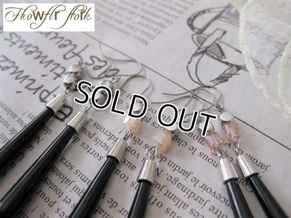 画像3: 【送料無料】【チタンフックピアス】◆flower storm◆ブラックオニキス ロングティアドロップピアス （天然石 パワーストーン  ブラックカルセドニー アレルギーフリー ）