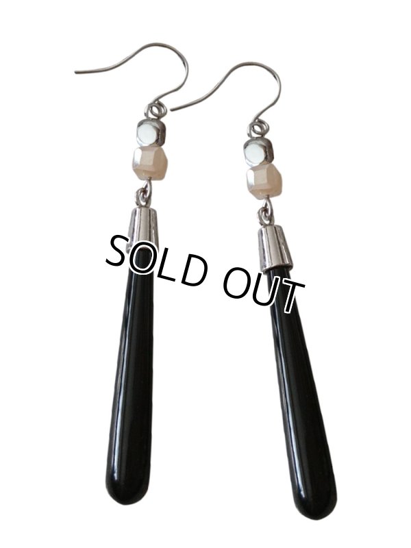 画像4: 【送料無料】【チタンフックピアス】◆flower storm◆ブラックオニキス ロングティアドロップピアス （天然石 パワーストーン  ブラックカルセドニー アレルギーフリー ）