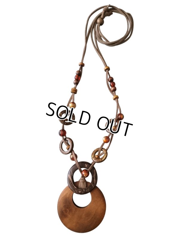 画像5: 【送料無料】【レザーネックレス】◆flower storm◆落ち着いてナチュラルな質感が魅力♪ ウッド＆ビーズ革紐ロングネックレス（アクセサリーレディース）